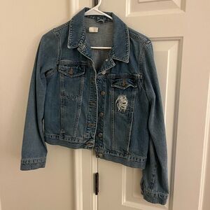 Light Blue Denim Jacket with distressed pocket